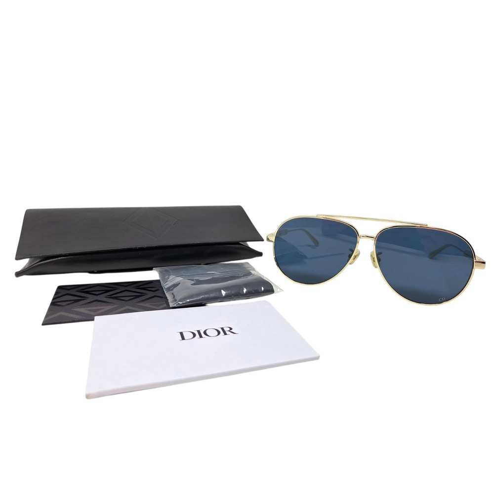 Authentic DIOR DiorCannage A1U B0B0 Women's Gold / Blue Tinted Sunglasses NEW